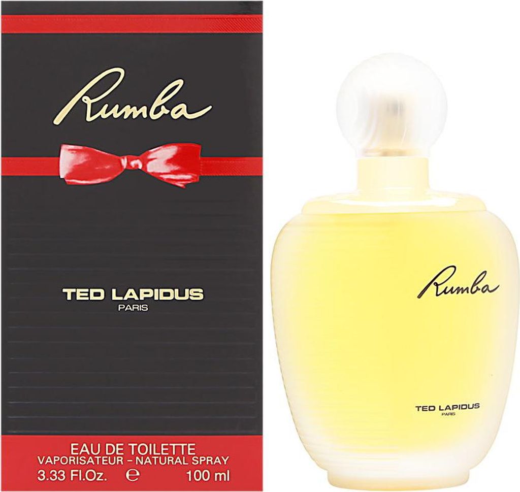 A perfume bottle and its packaging are displayed side-by-side against a white background.