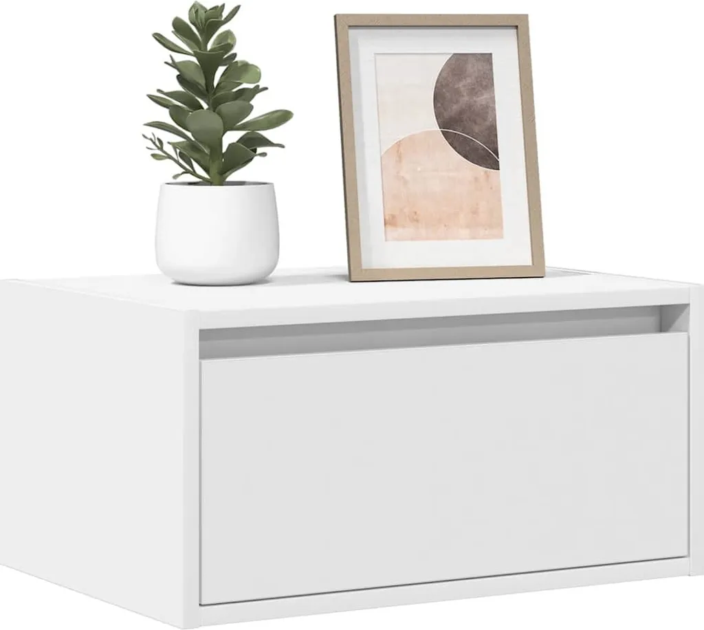 Comodini Bianchi LED Best Möbel - Set 2 Pezzi Design Sospeso Elegante