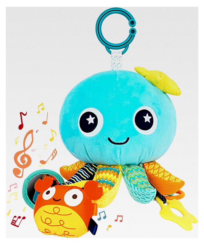 Baby Kinderwagen Oktopus Plüsch Rassel Spielzeug - Sensorisches Windspiel mit Klangpapier, Karikatur Tier für Neugeborene von 0-12 Monaten