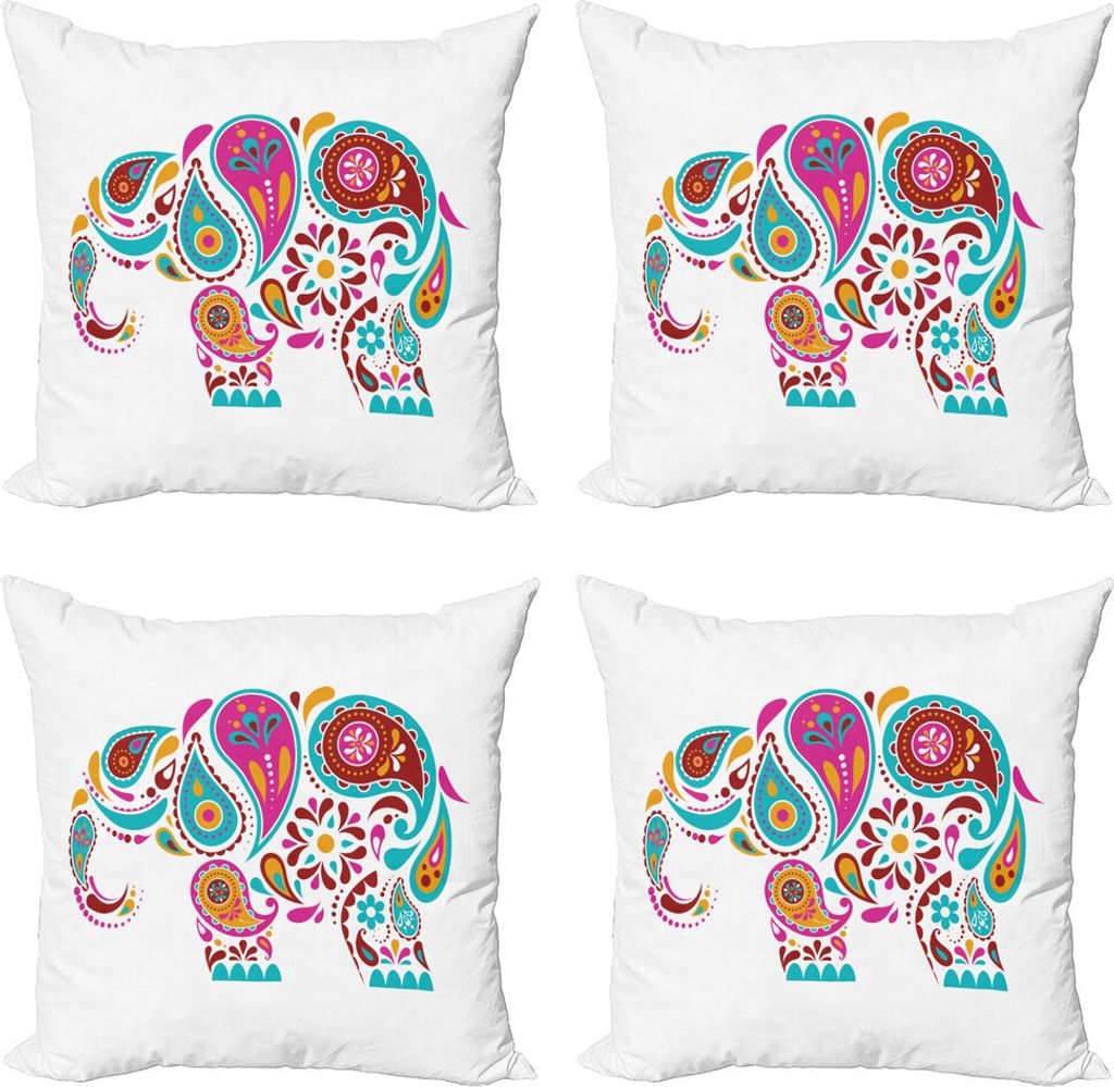 ABAKUHAUS Ethnisch Kissenbezug Set (4 Stück), Hippie, Moderner Doppelseitiger Digitaldruck, 60 cm x 60 cm, Mehrfarbig