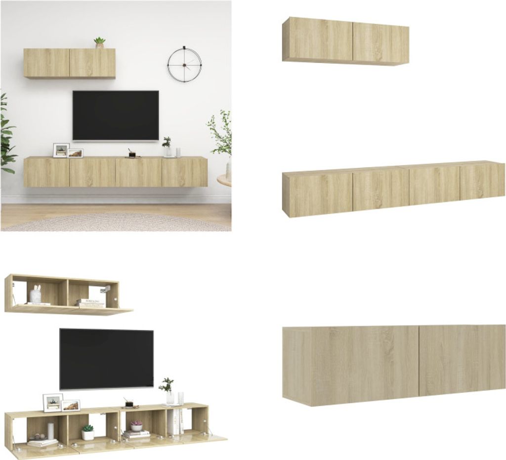 vidaXL TV Schränke 3 Stk. Sonoma Eiche Holzwerkstoff - TV-Schrank - TV-Schränke - Hängender TV-Schrank - Hängende TV-Schränke