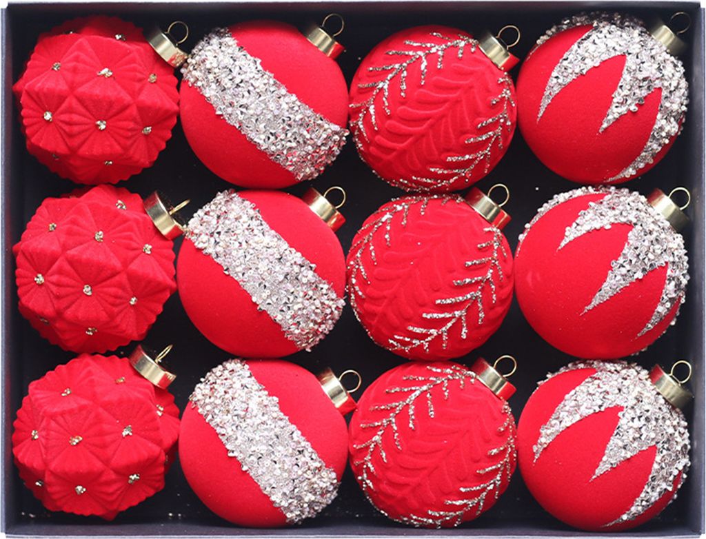 12 bruchsichere Weihnachtskugeln aus Kunststoff für Weihnachtsbaumschmuck, ideal für Feiertage, Partys und Hochzeiten