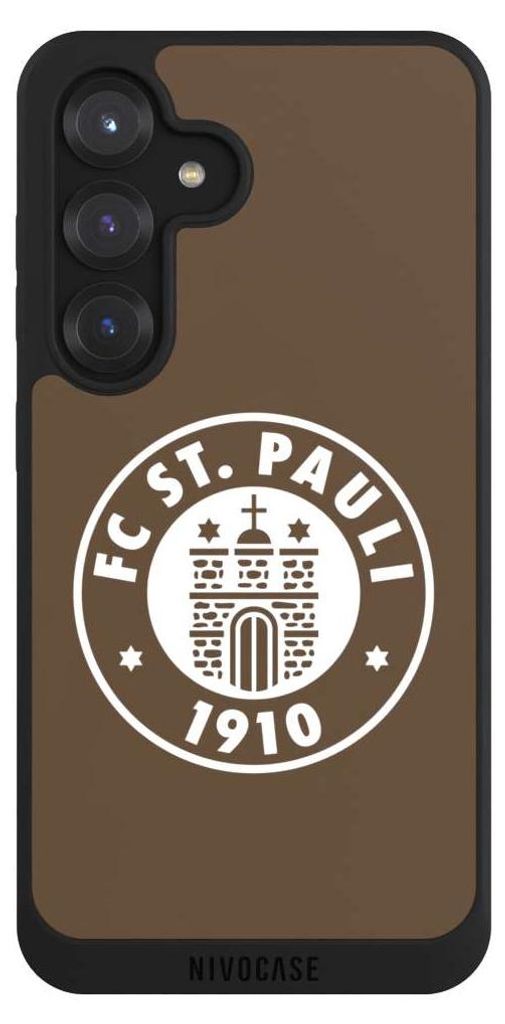 NIVOCASE Handyhülle für Samsung Galaxy S25 Hülle NIVOpure Case Schwarz FC St. Pauli Offizielles Lizenzprodukt Wappen