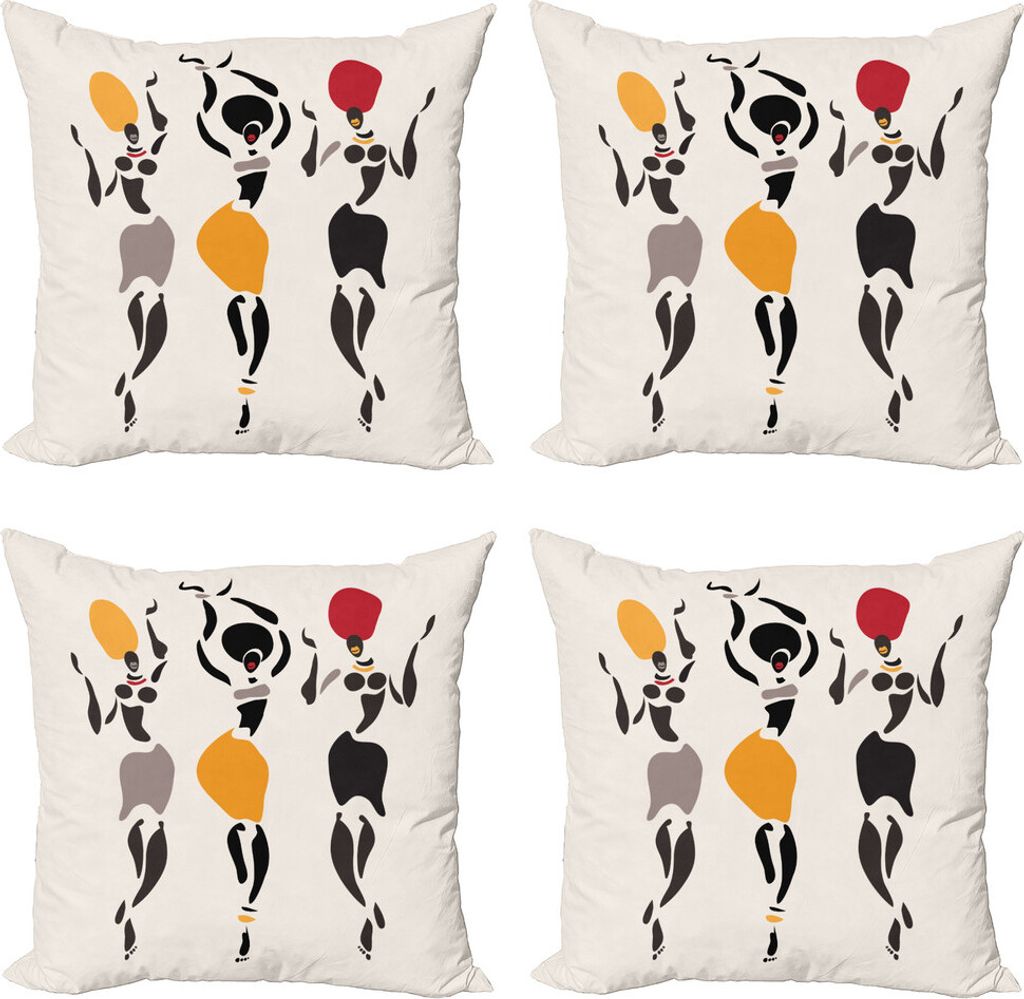 ABAKUHAUS afrikanisch Kissenbezug Set (4 Stück), Bohemian Ethnic, Moderner Doppelseitiger Digitaldruck, 50 cm x 50 cm, Mehrfarbig