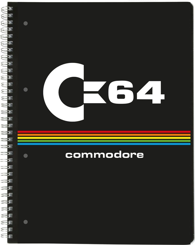 Commedore 64 Collegeblock - Logo DIN A4 80 Blatt kariert gelocht perforiert Schwarz