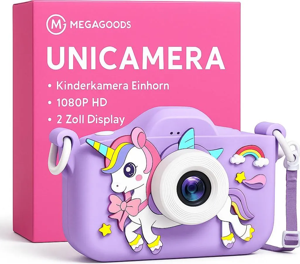 Caméra enfant licorne 1080P HD avec écran 2 pouces et carte SD 32Go