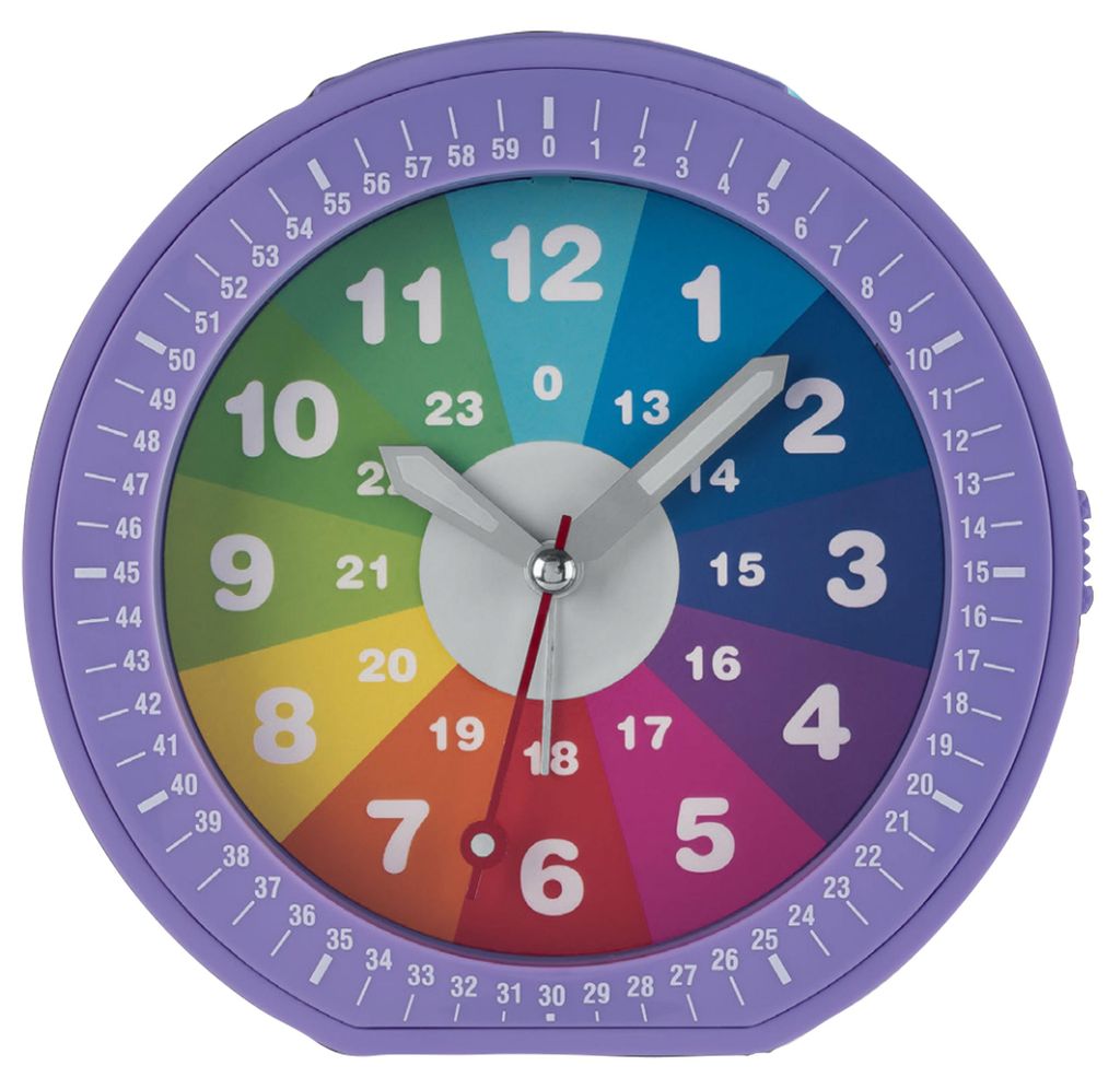 Miraval Kinderwecker Lila – Moderner Wecker mit Licht, Snooze & klappbarem Aufsteller, Kunststoffgehäuse, batteriebetrieben