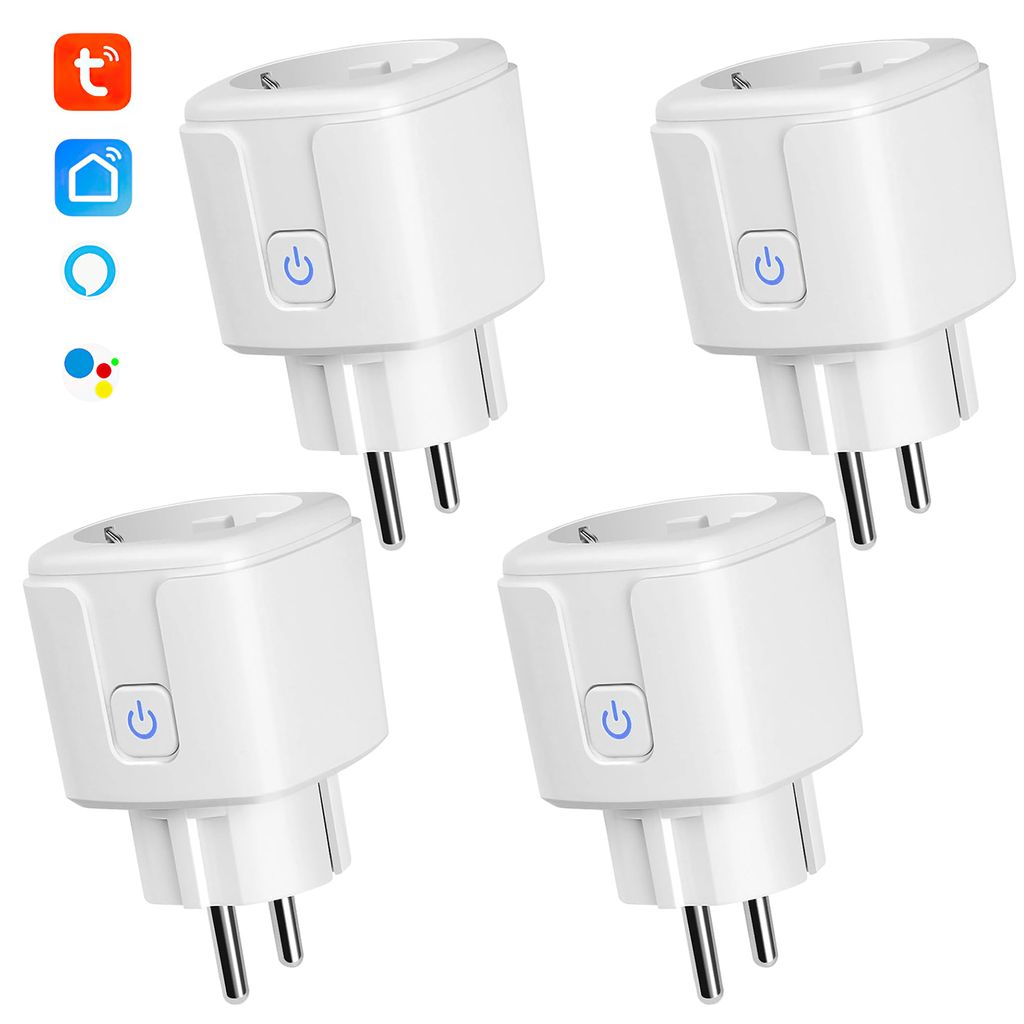 WLAN-Steckdose 4er-set, Smart Steckdose mit App Steuerung,Funksteckdose,Smart Plug, max. 3520,00 W, 16A WLAN-Steckdose mit Zeitschaltuhr