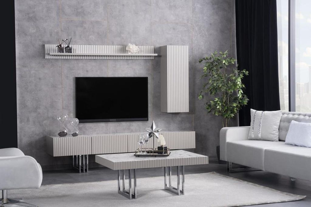 Sideboard Wandschrank Wohnwand TV Lowboard Wandregal Schrank Marmoroptik