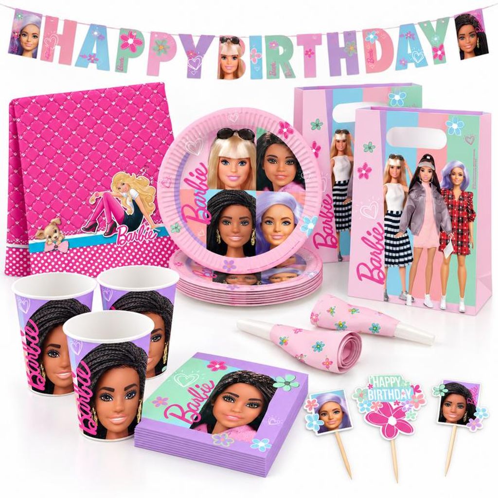 Barbie Partyset zum Kindergeburtstag Geburtstag Motto Produktbild 