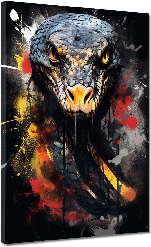 Schlange Cobra Pop Art abstrakt Leinwandbild Wandbild Kunstdruck XL Wanddeko: 75x100x4cm
