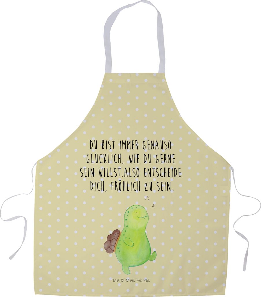 Mr. & Mrs. Panda Grillschürze Schildkröte Pfeifen - Gelb Pastell - Geschenk, Küchenzubehör, Fröhlich, Lebensfreude, Glück, Kochschürze, Sch...