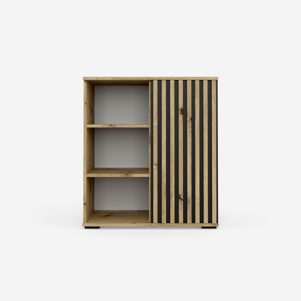 Vikk - Kommode Sideboard, Mehrzweckschrank Komodenschrank, Wohnzimmer Schlafzimmer Möbel, Schlafzimmerschrank mit 3D Lamellen - Kommode Flur Neide...