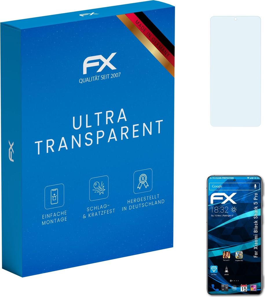 atFoliX FX-Clear 3x Schutzfolie kompatibel mit Xiaomi Black Shark 5 Pro Displayschutzfolie