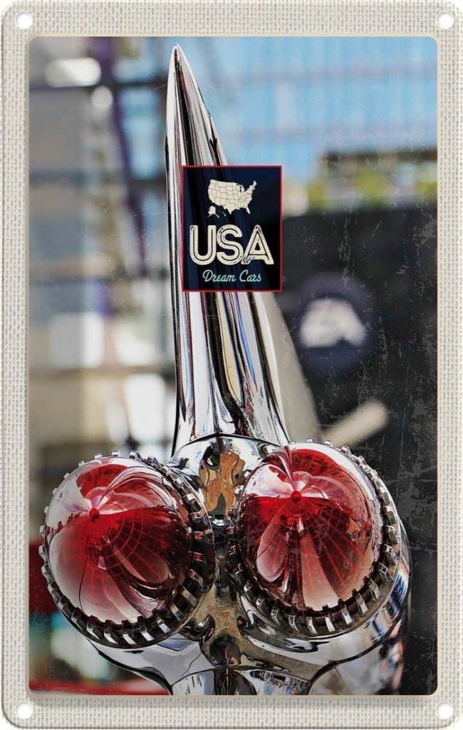 vianmo Blechschild 30x20 cm Amerika Oldtimer USA Urlaub 90er silber PKW Bildmotiv Reisemotiv Abenteuer Reisen
