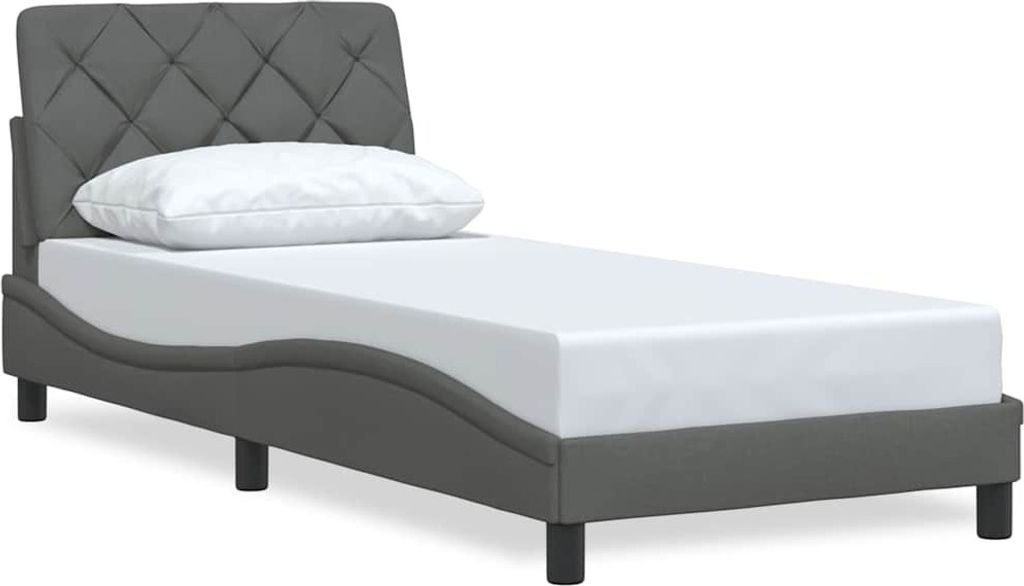 Bettgestell ohne Matratze Dunkelgrau 90x200 cm Stoff