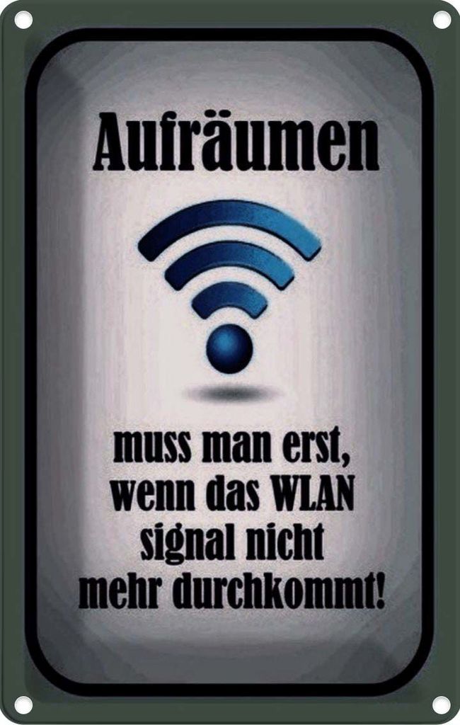 vianmo Blechschild 18x12 cm aufräumen wenn Wlan nicht an Dekoration Spruch Zitat