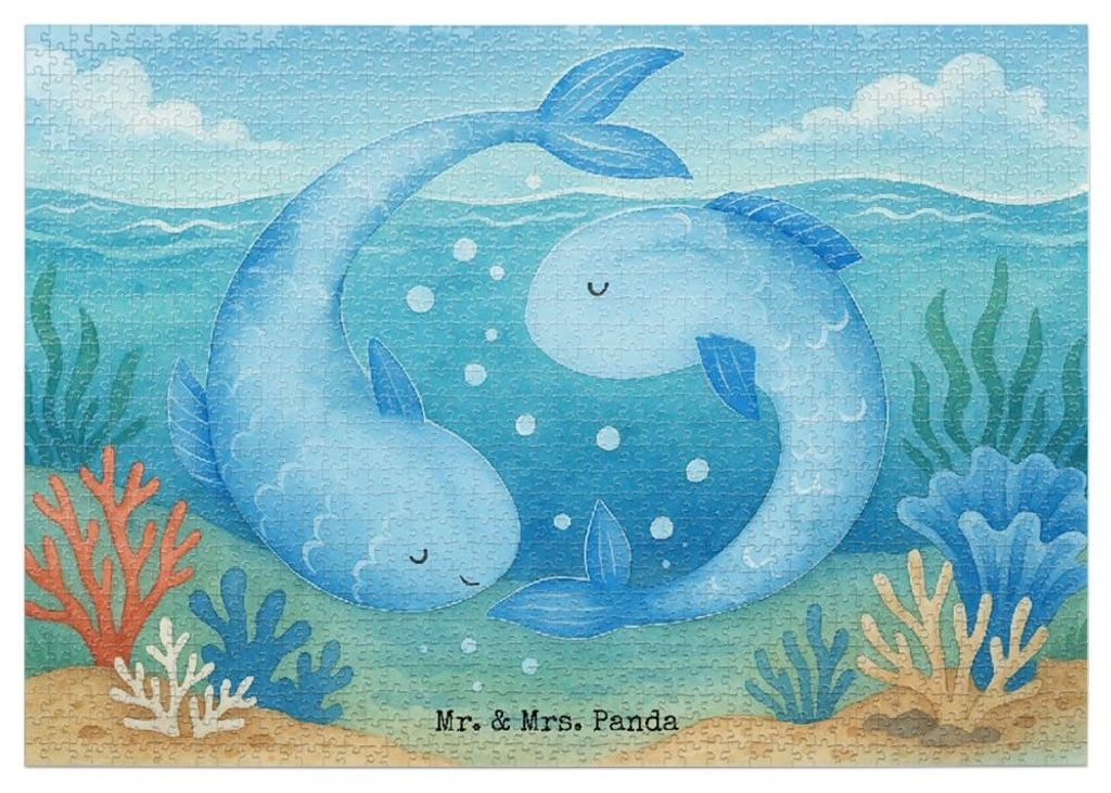 Mr. & Mrs. Panda Puzzle Sternzeichen Fische Design 1500 Teile - Weiß - Geschenk, 1000, Geburtstag Februar, März, 2000, 500, Fisch, Sternbild, Leg...