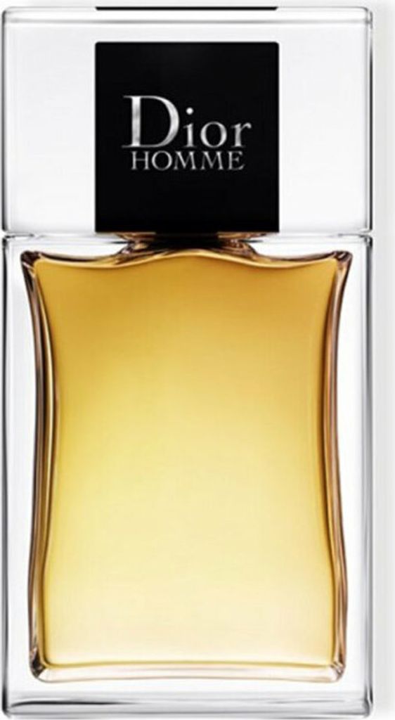 A clear, professional studio shot of a Dior Homme aftershave lotion bottle.