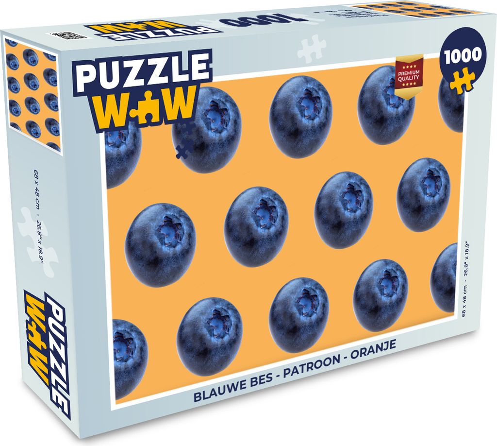 MuchoWow Puzzle 1000 Teile Heidelbeere - Muster - Orange - Erwachsene - Rätsel