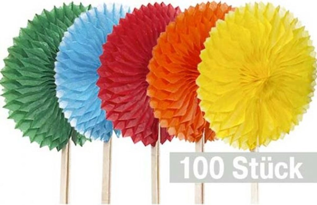 100 Deko-Picker Ø 8 cm · 7,5 cm farbig sortiert "Eisfächer" Produktbild 