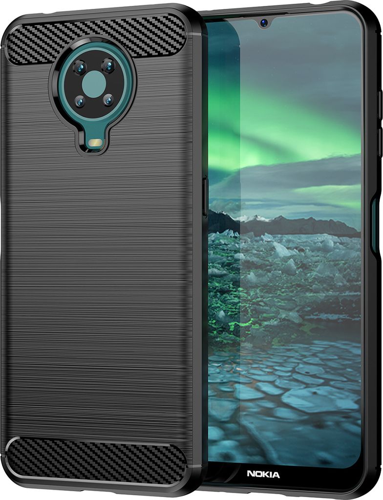 Nokia G10 / G20 Hülle, Carbon-Faser TPU Silikon Stoßfest Schutzhülle für Nokia G10 / G20 Schwarz
