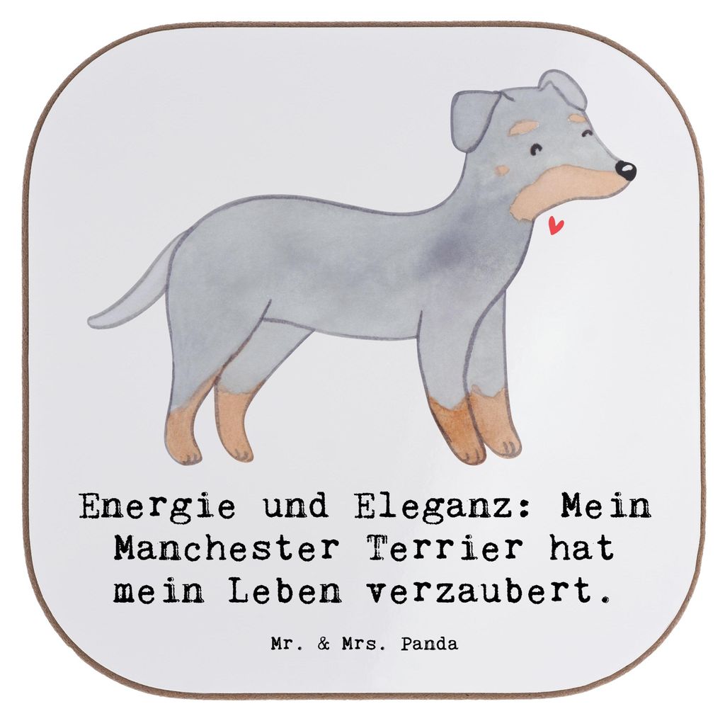 Mr. & Mrs. Panda Holzuntersetzer Manchester Terrier Magie - Weiß - Geschenk, Hunderassen, Untersetzer für Gläser, spezielle Verbindung, Hunderas...