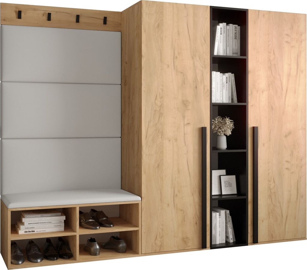 Garderobe MIRO Set 8 mit gepolsterten Paneelen Industrial Produktbild 