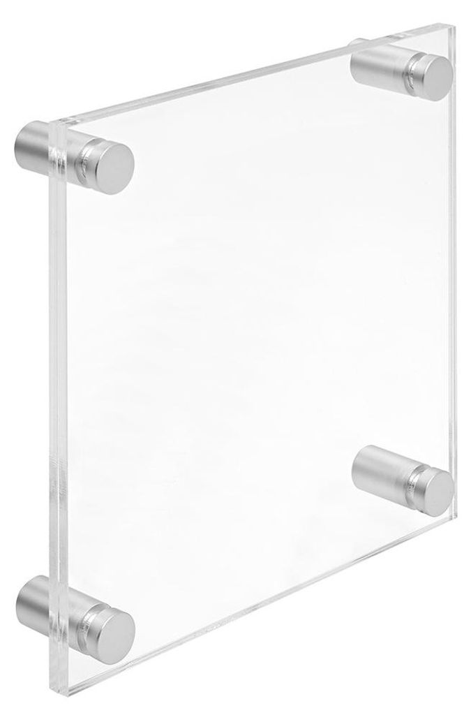 Firmenschild Namenschild Acrylglas 200x200 mm – inkl. 4 Messing-Abstandshalter 13×19 mm, Silber, Türschild