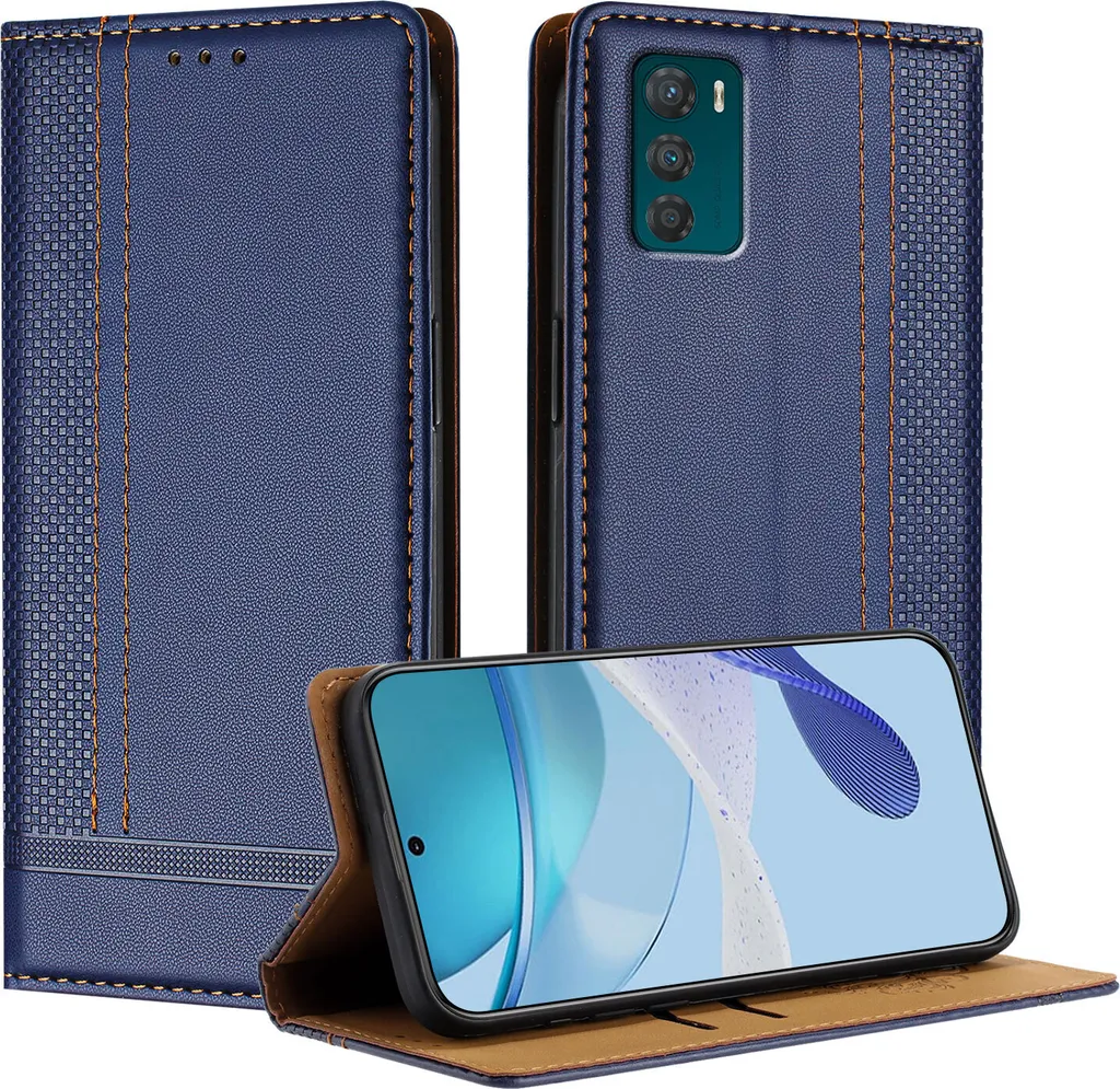 Cover a Libro Moto G42 Blu - Custodia Professionale in Pelle con Stand - 1