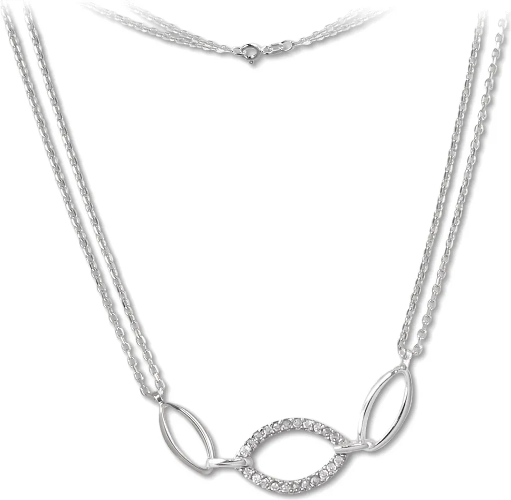 Collier Argent Femme Anti-Ternissement Zirconium Brillant SilberDream 45cm