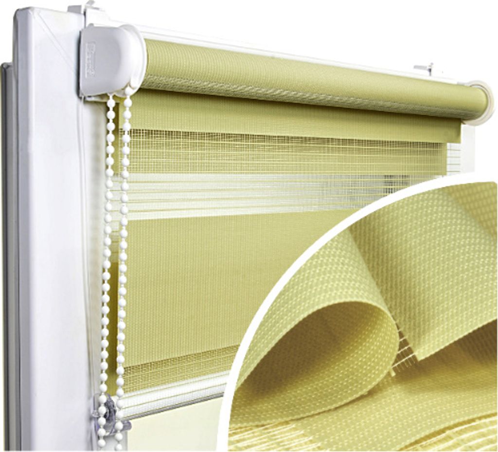 Voppi Doppelrollo ohne Bohren 36x230 cm Grün, Tag und Nacht Rollo, Fensterrollo, Innenrollo für Fenster, leichte nicht invasive Montage