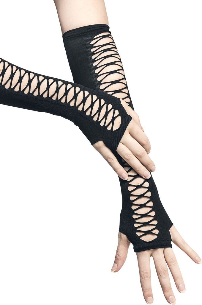 Pamela Mann Stulpen Damen Lace up sleeve glove schwarz Standard