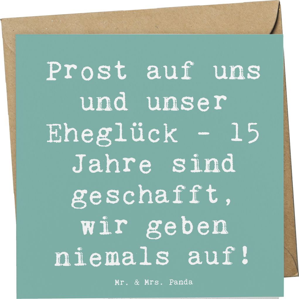 Mr. & Mrs. Panda Grußkarte Spruch 15. Hochzeitstag Gläserne Hochzeit - Meeresbrise - Geschenk, Jahrestag, Glas, doppelkarte, Heirat, faltkarte, K...