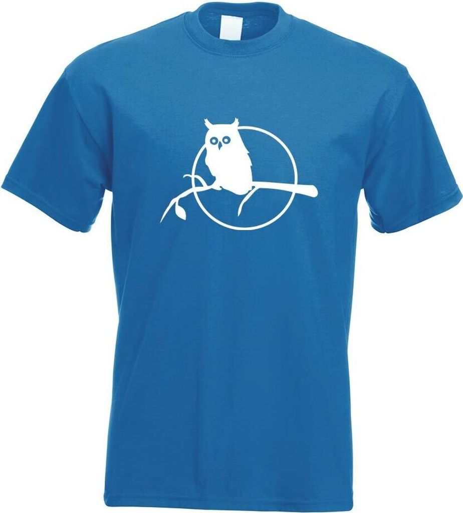 Kiwistar - T-Shirt - royal - Eule auf einem AST - Owl Branch Motiv Bedruckt Funshirt Design Print - mit Motiv Bedruckt - Funshirt Design - Sport - ...