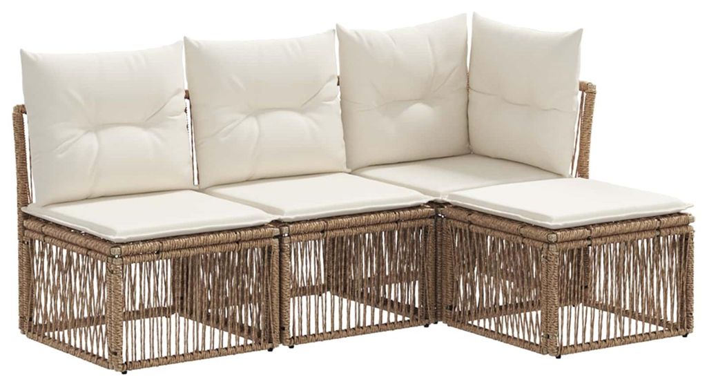 vidaXL Gartensofa-set 4 pcs Beige Poly-Rattan