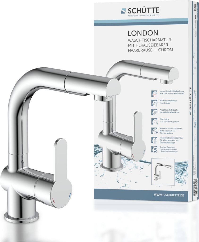 SCHÜTTE LONDON, umyvadlová baterie s výsuvnou sprchou, Obrázek produktu 
