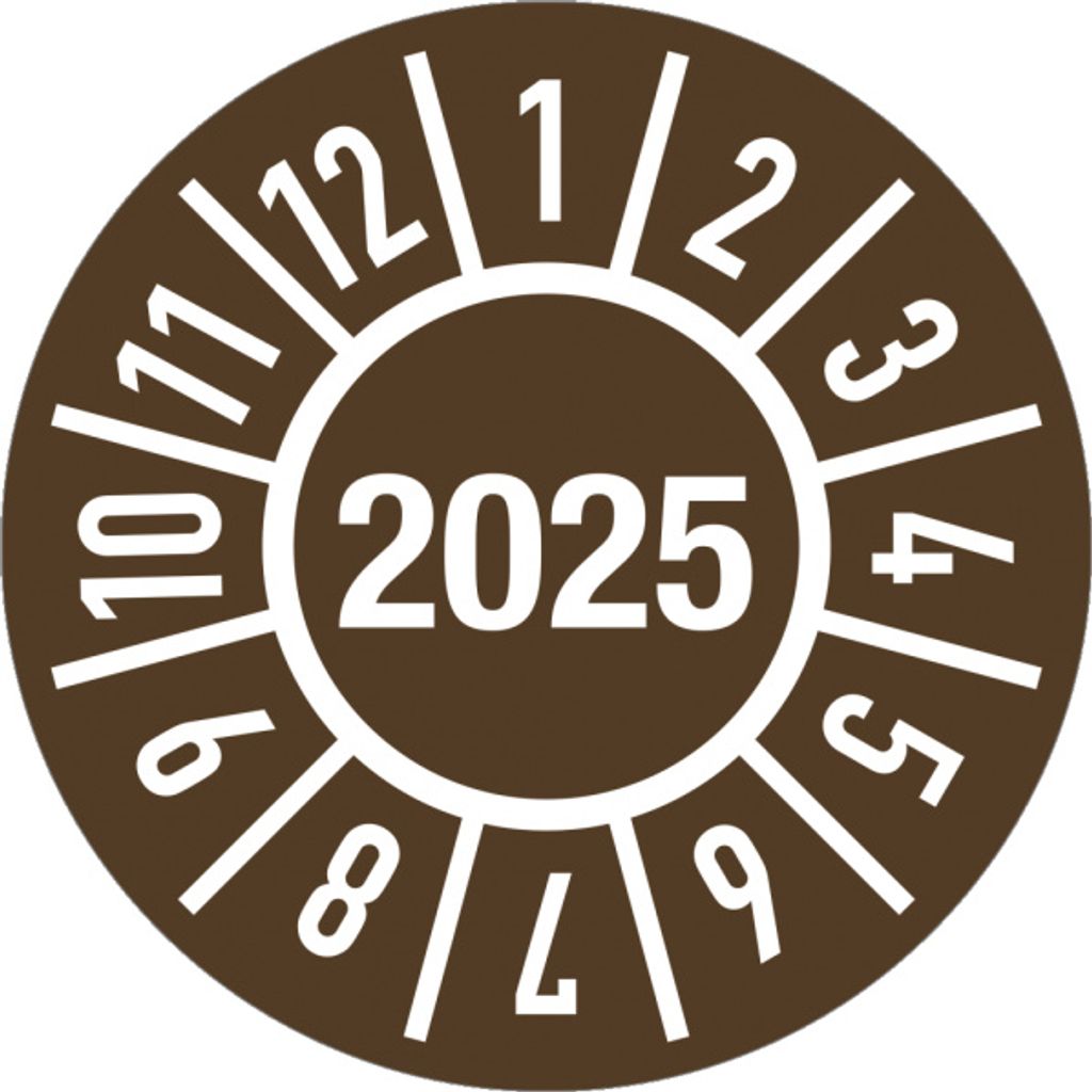 Dreifke Prüfplakette Jahr 2025 mit Monaten, Folie-Spezialkleber, Ø 30 mm, 10...