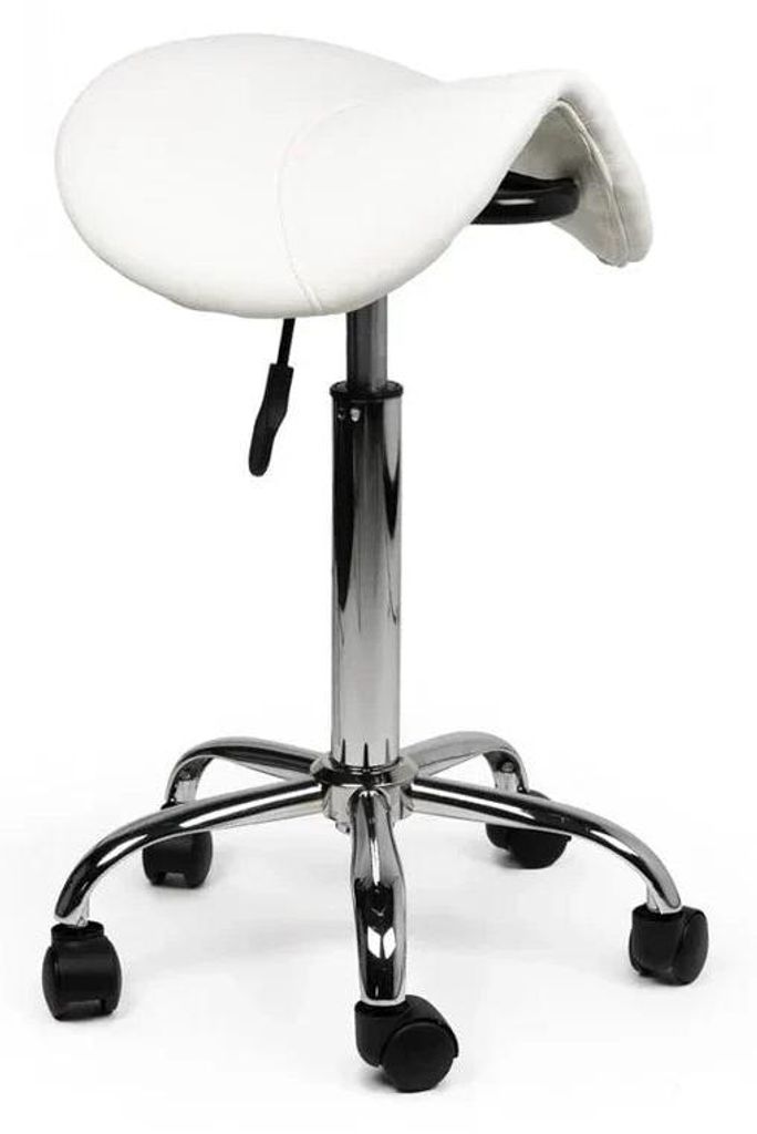 Sattelhocker Weiß Auf Räder - Standard (50-68cm) / ohne Fußstütze / Standardmäßige Räder