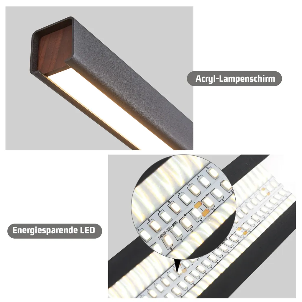 ZMH LED lampada a sospensione sala da pranzo lampada a sospensione dimmerabile tavolo da pranzo lampada a sospensione ufficio nero con telecomando 50W moderno tavolo da pranzo lampada a sospensione 148,5CM per cucina bar soggiorno camera da letto - 8