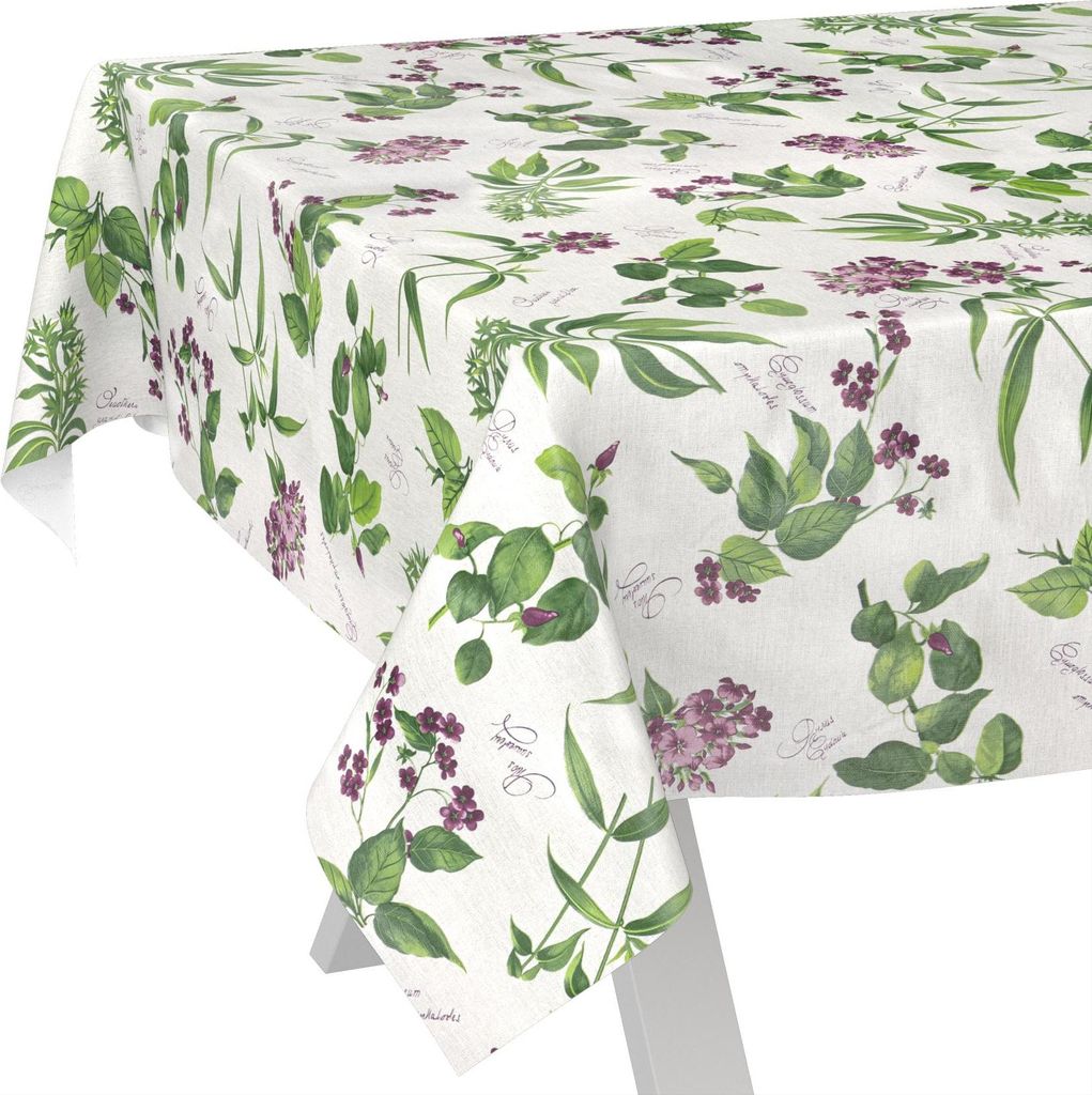Tischdecke wasserabweisend abwaschbar Grün 500x140cm Landhaus Feldblumen Wachstuch Gartentischdecke