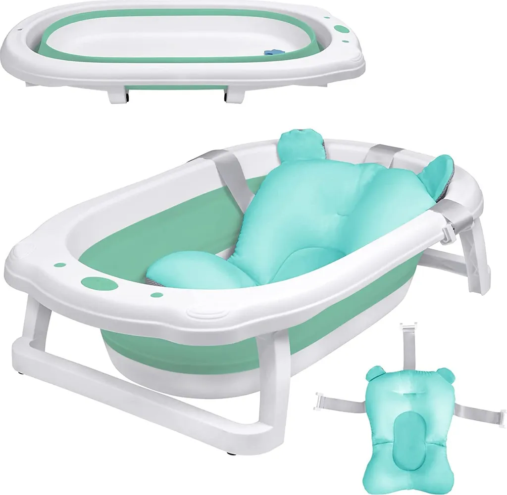 Baignoire Enfant Pliable de 82cm avec Siège Ergonomique et Pieds Antiglisse