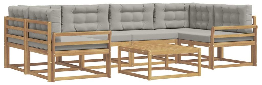 vidaXL Outdoor-Sofagarnitur mit Kissen 5 pcs Weiß und Hellgrau
