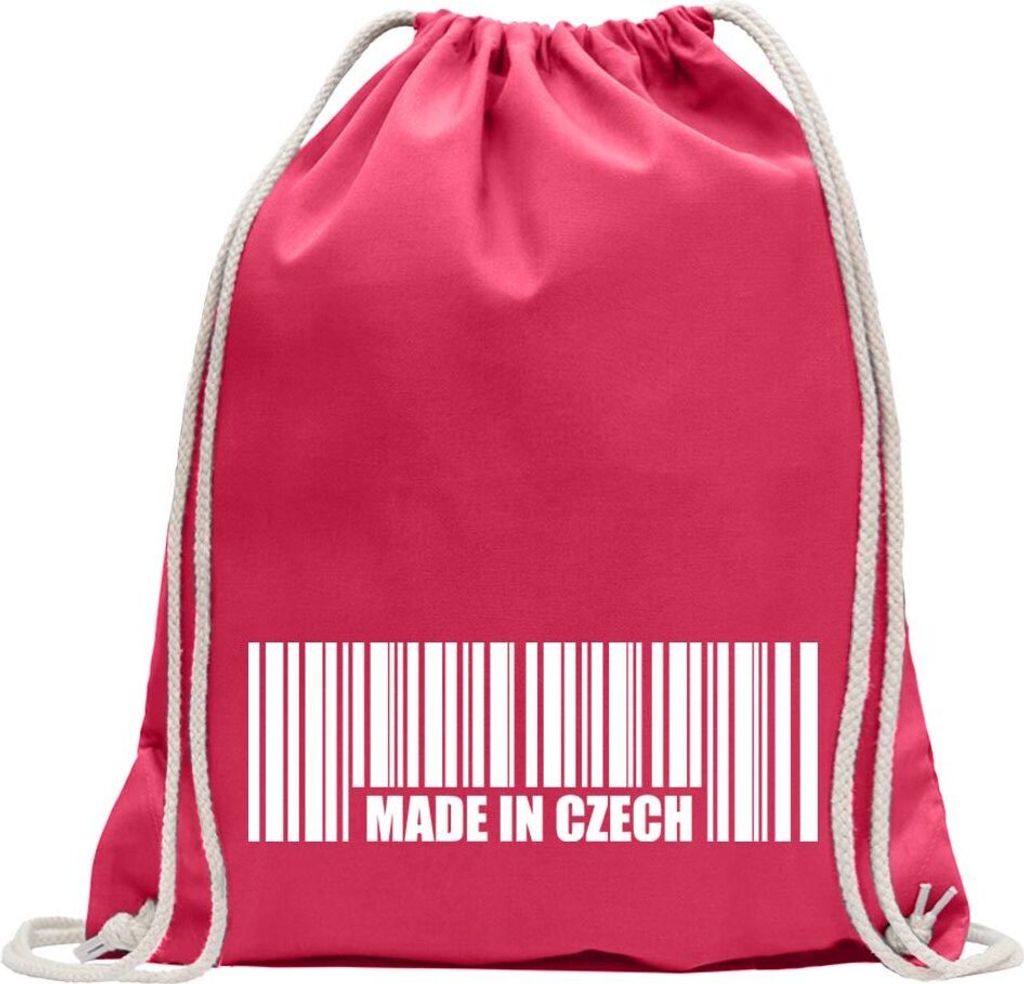 Kiwistar - Turnbeutel - pink - Czech Barcode Prag - Fun Rucksack Sport Beutel Gymsack Baumwolle mit Ziehgurt