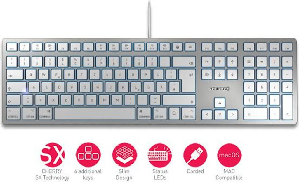 Clavier KC 6000 Slim pour Mac - Clavier filaire chiclet argent et blanc - 13