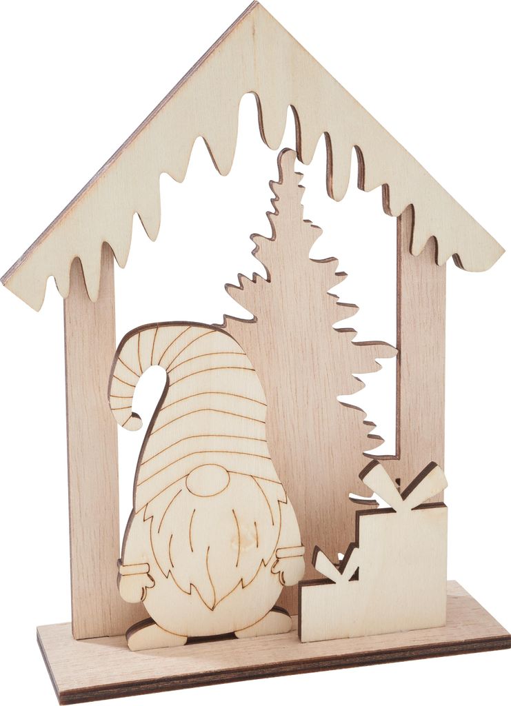 VBS Holzsteckmotiv Wichtelhaus 4.5x12.5x18.5 cm Bastelset Miniaturhaus DIY