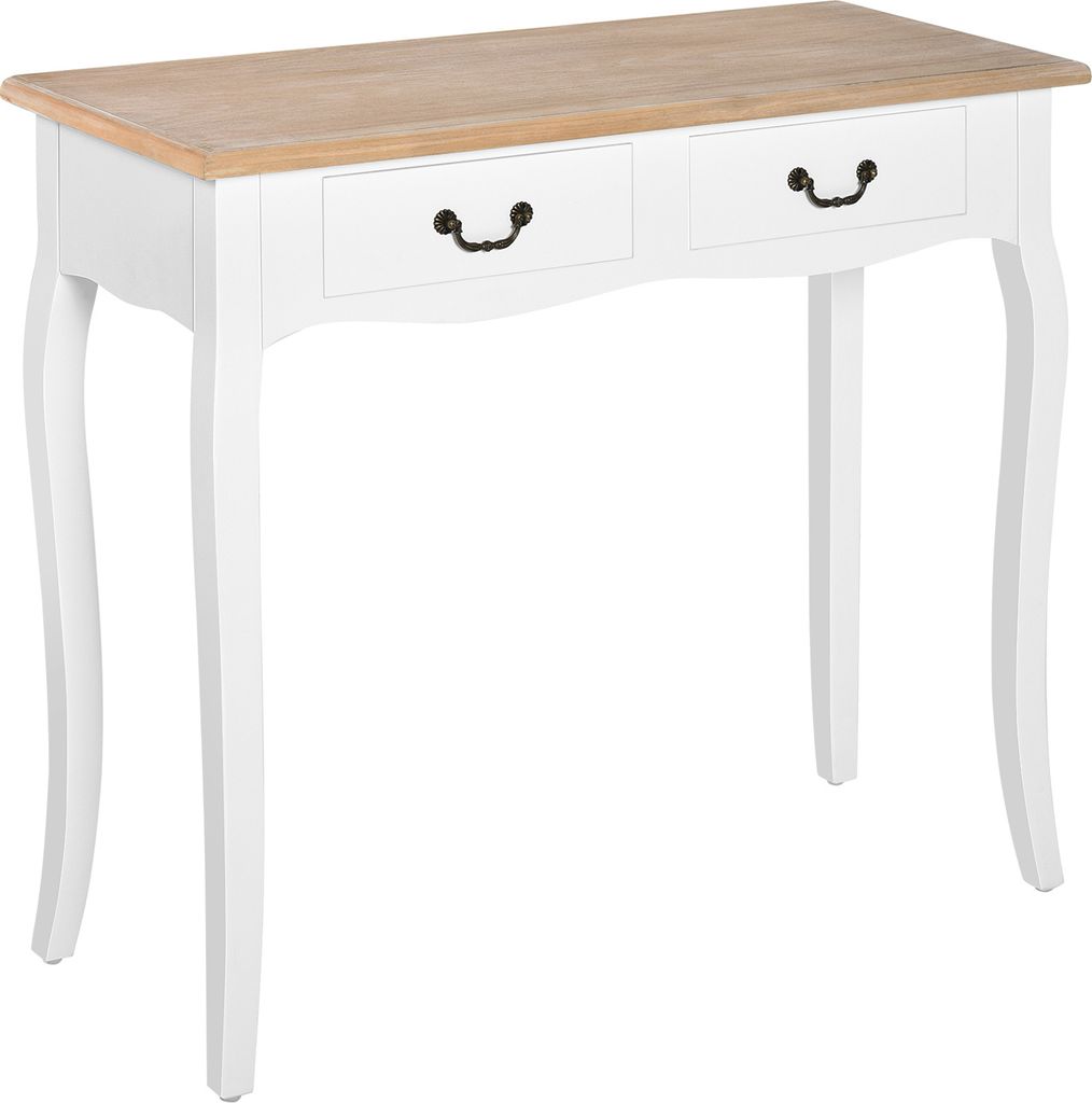 HOMCOM Konsolentisch, Beistelltisch mit 2 Schubladen, Retro-Design, fš¹r Eingangsbereich, Flur, Wohnzimmer, Schlafzimmer, Kiefernholz, 87 x 34 x ...