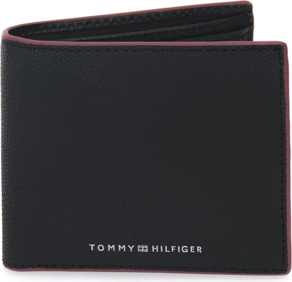 Petit Portefeuille Homme Tommy Hilfiger AM11604BDS en Cuir Noir Lisse