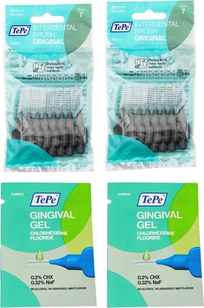 2x TePe Original Interdentalbürsten - 1,3 mm grau + 2x 2ml Gingivalgel