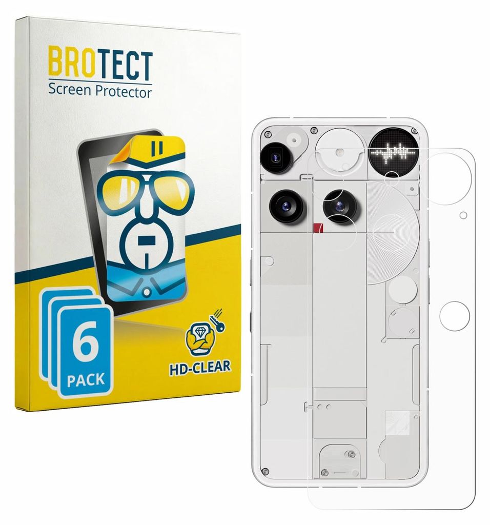 6x Für Nothing Phone (3) (Rückseite) Schutzfolie BROTECT Displayschutz Display Schutz Folie Klar Transparent